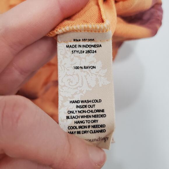 Soft Surroundings Dress Womens XL Orange Purple Tie Dye V Neck Boho A-Line - Picture 6 of 12